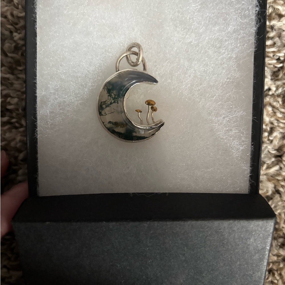 Silver and Gold Crescent Moon Pendant
